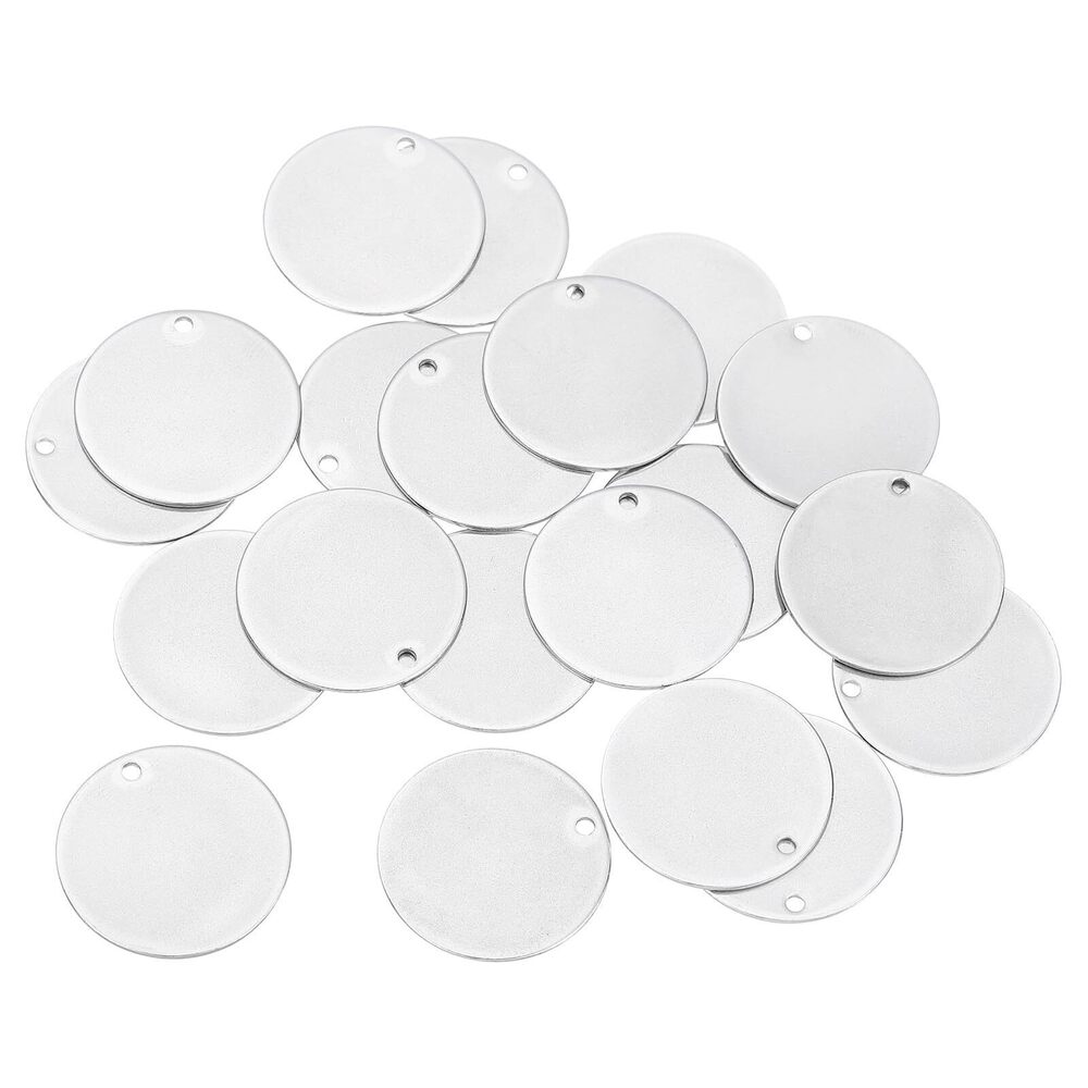 2954 Flat Round Blank Stamping Tag Pendants Charm,60Pcs 25mm Diameter - 304